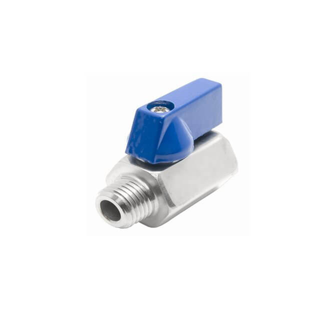 Chrome-plated Brass Mini Ball Valve with Blue Handle NPT Thread 