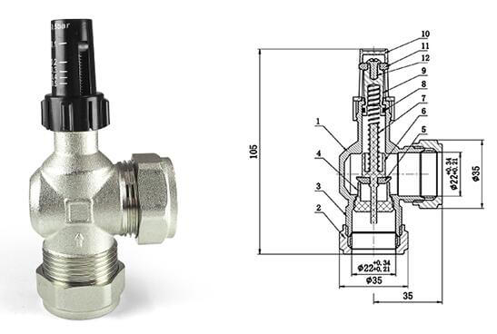 Brass Best Quality 22mm/28mm Water Bypass Valve